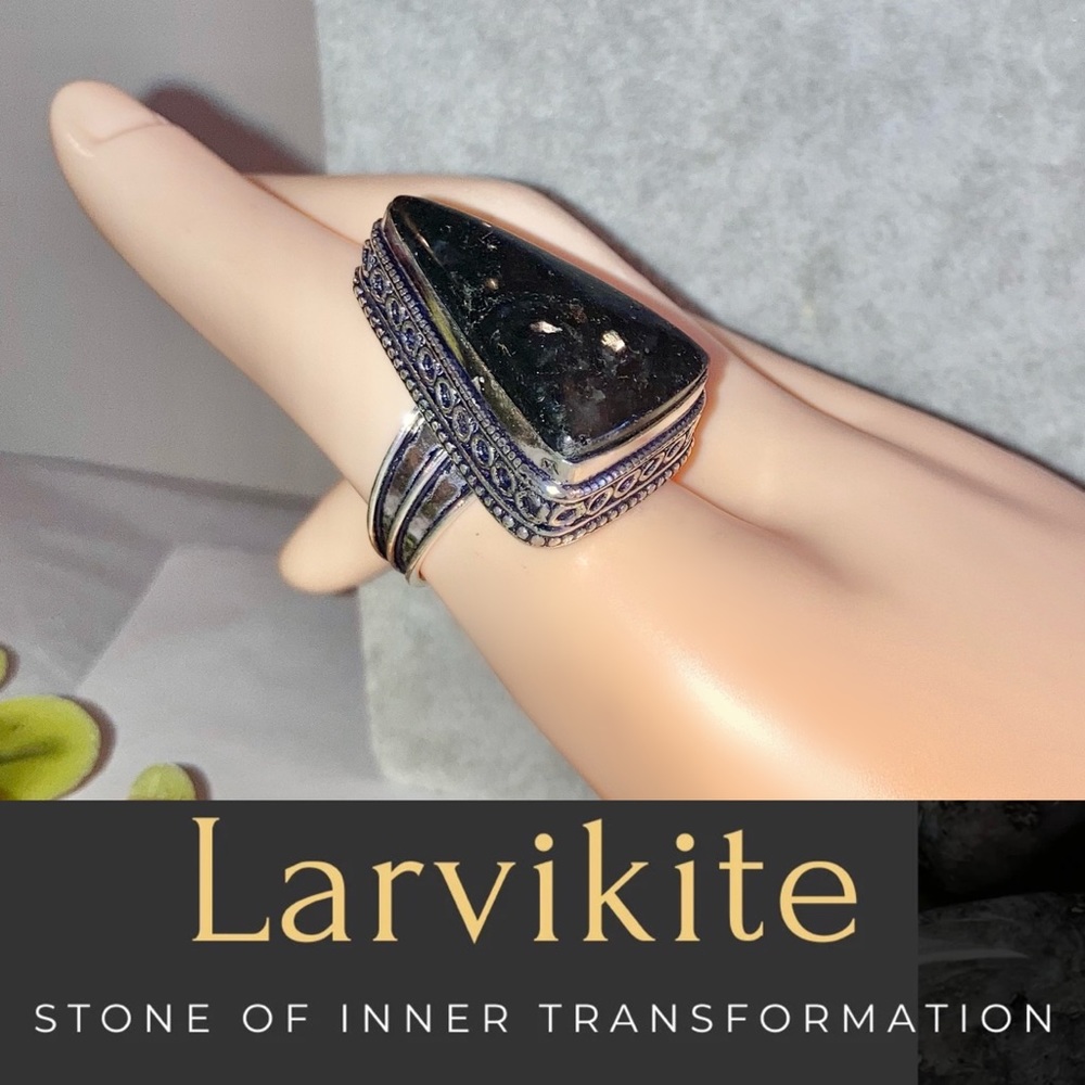 Larvikite Gemstone Handmade Ring